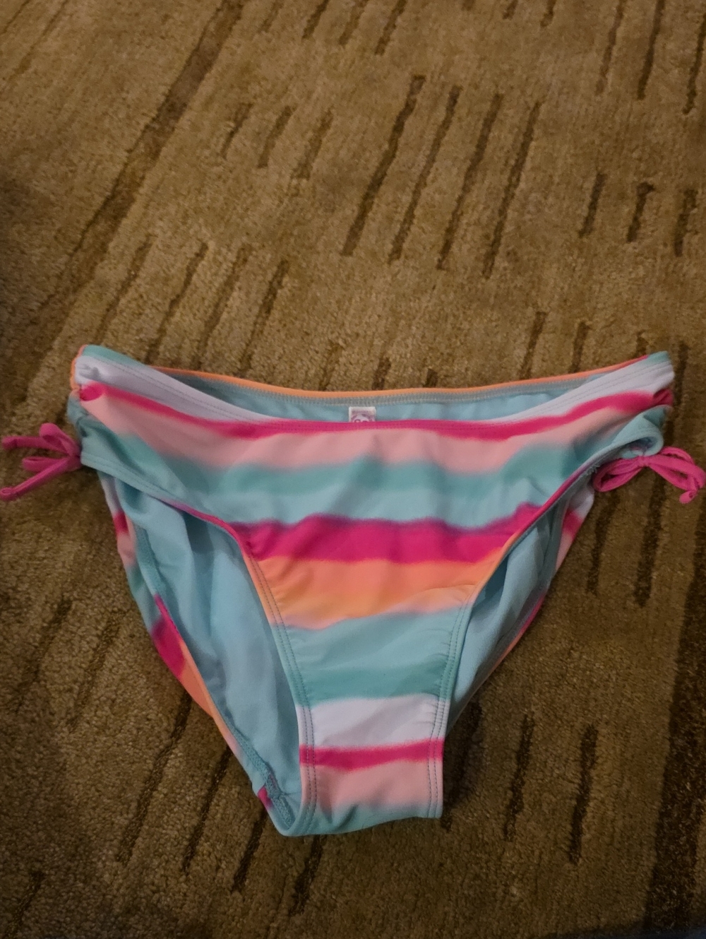 5/25 SO Pastel Aqua and Peach Striped Bikini Bottoms Size 16 Xxl